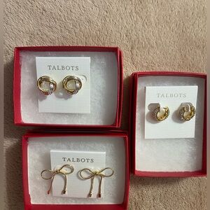 Talbots Gold Knot and Bow Earring Trio